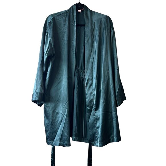 VTG Victoria’s Secret Green Silky Robe Sz. OS Set w/ Sexy Lingerie Dress Sz. XS - Picture 6 of 14